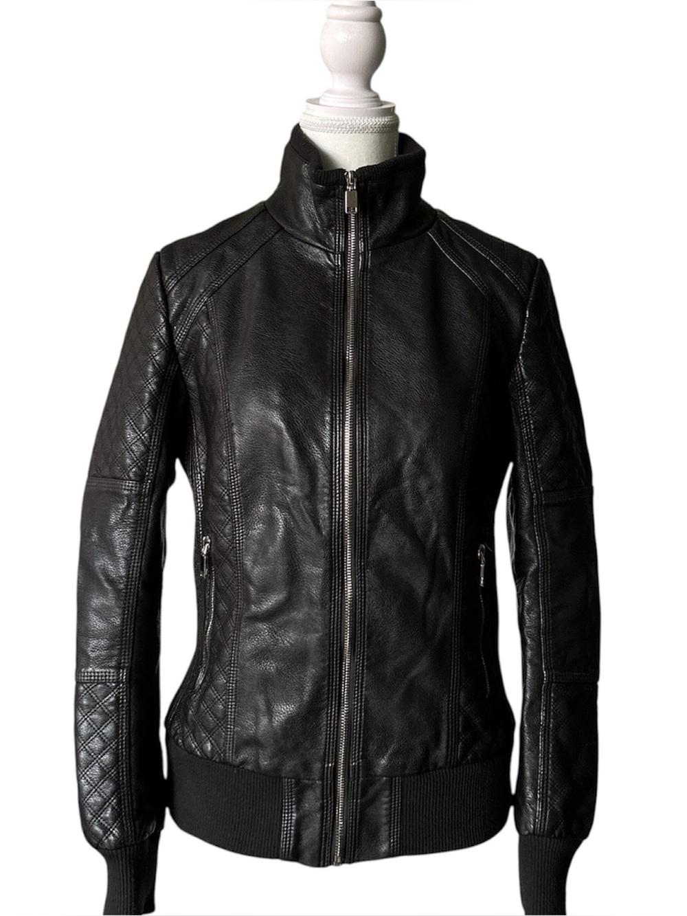 Y2K Grunge “Bata” Brown/Black Faux Leather Biker Bomber Style Jacket